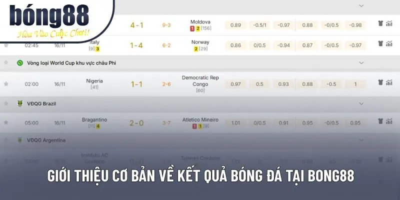 Giới thiệu cơ bản về kết quả bóng đá tại Bong88