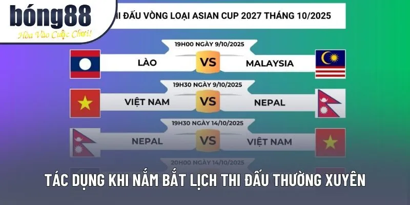 Tác dụng khi nắm bắt lịch thi đấu thường xuyên